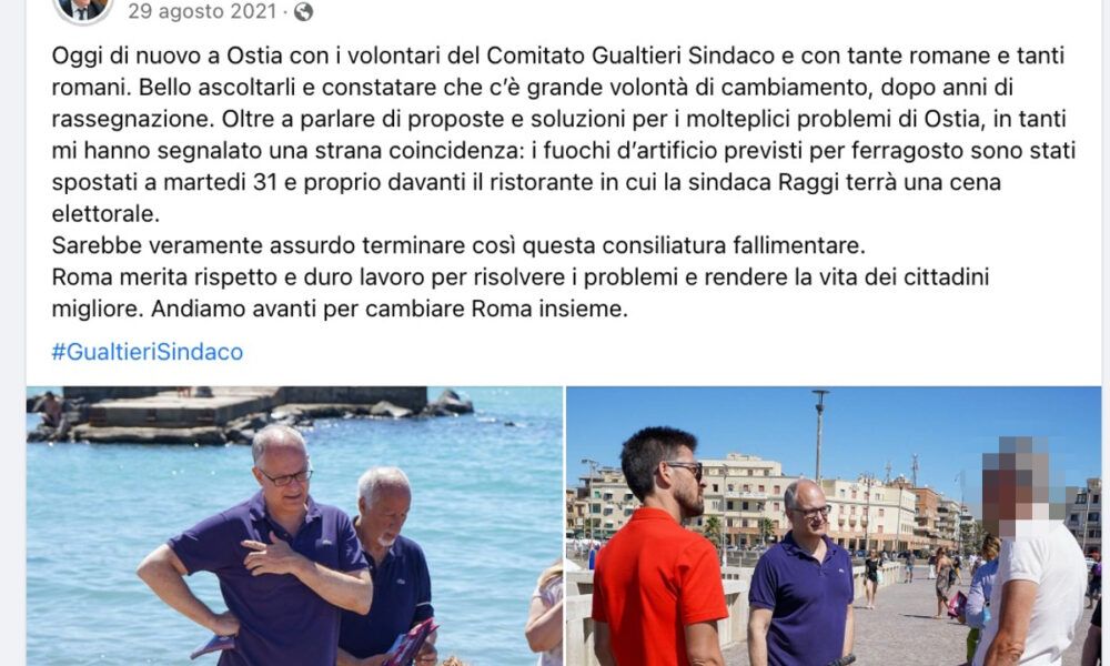 Il post di gualtieri con il boss di ostia