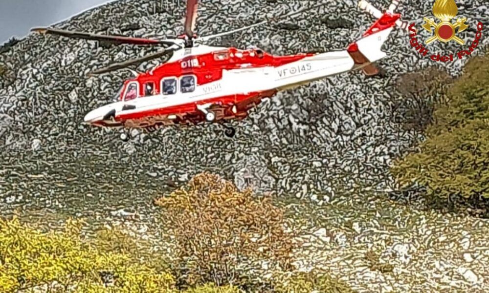 L'elicottero intervenuto nel comune di rieti per l'incidente alla coppia di Roma