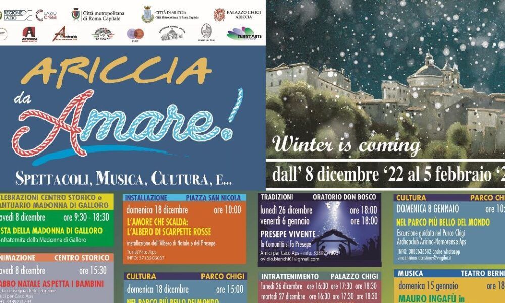 Ariccia da amare, Natale 2022 ai Castelli Romani: eventi e programma completo
