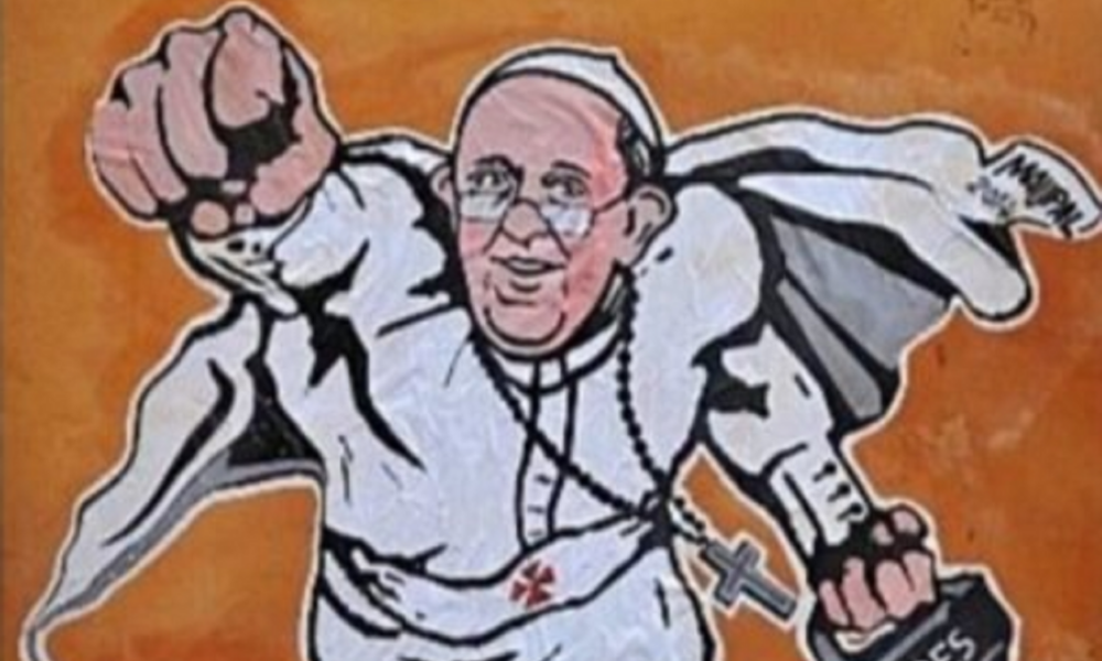 Roma, ricevuto questa mattina da Papa Francesco Maupal. Lo street artist romano famoso per il murales del Super Pope