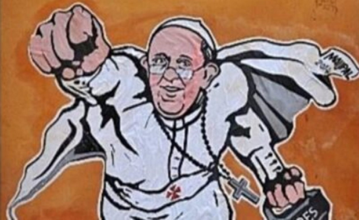 Roma, ricevuto questa mattina da Papa Francesco Maupal. Lo street artist romano famoso per il murales del Super Pope