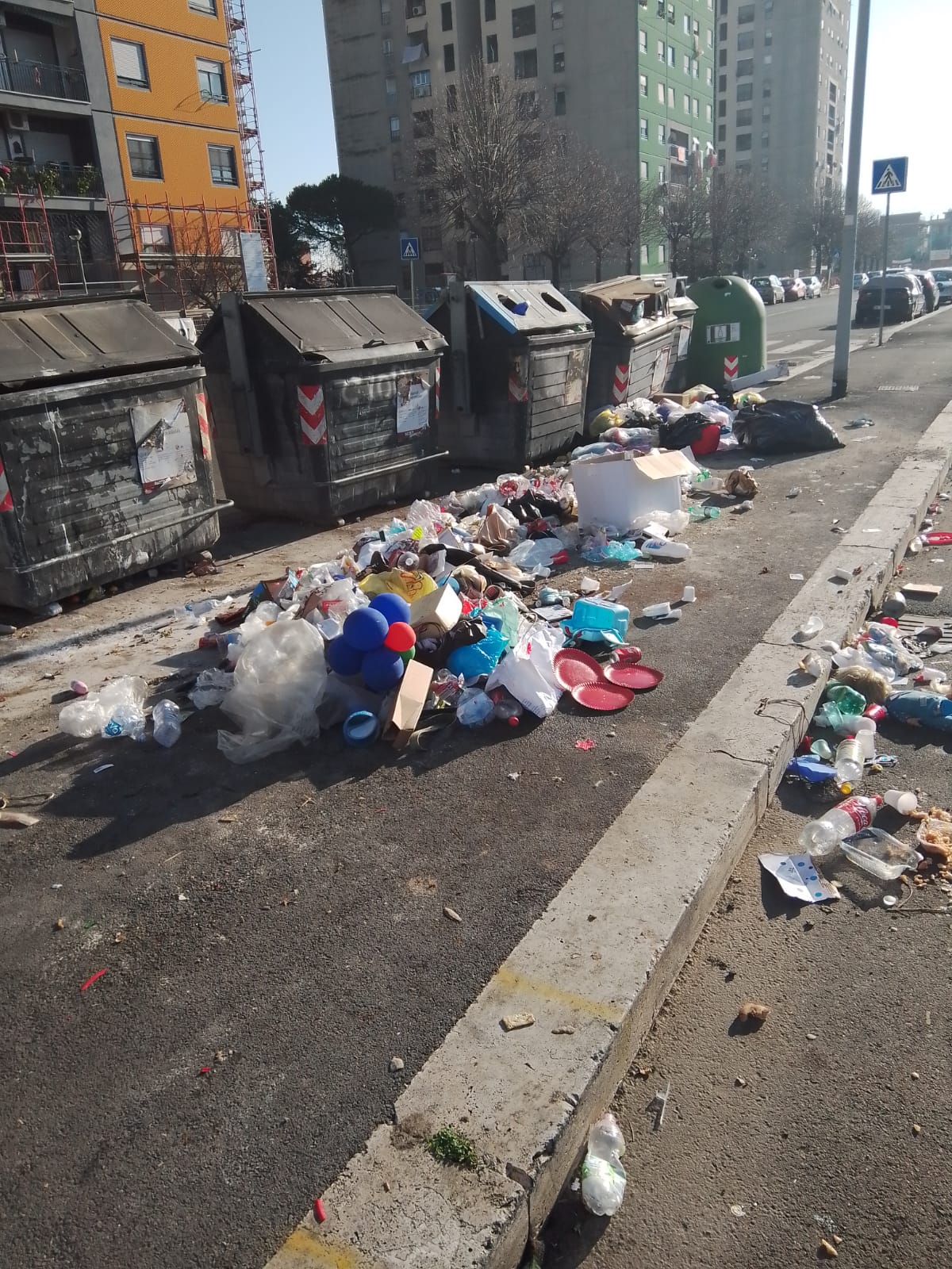 rifiuti in strada a Tor Bella Monaca