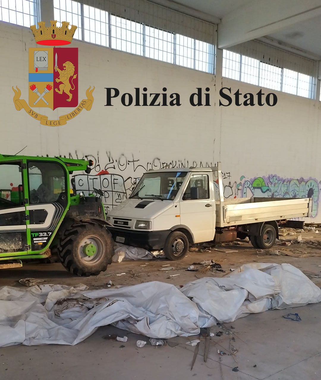 Il trattore rinvenuto dalla Polizia