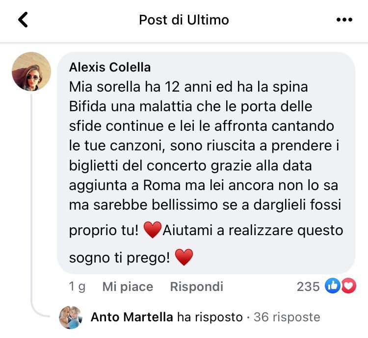 appello al cantante ultimo