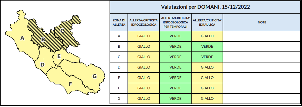 Allerta meteo 15 dicembre 2022