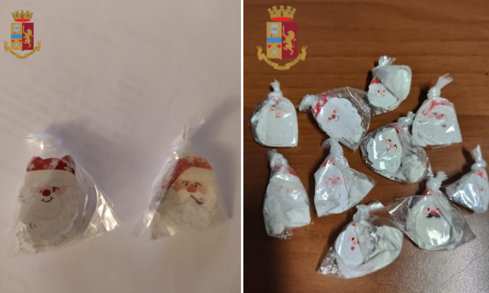 La droga con il logo di babbo natale