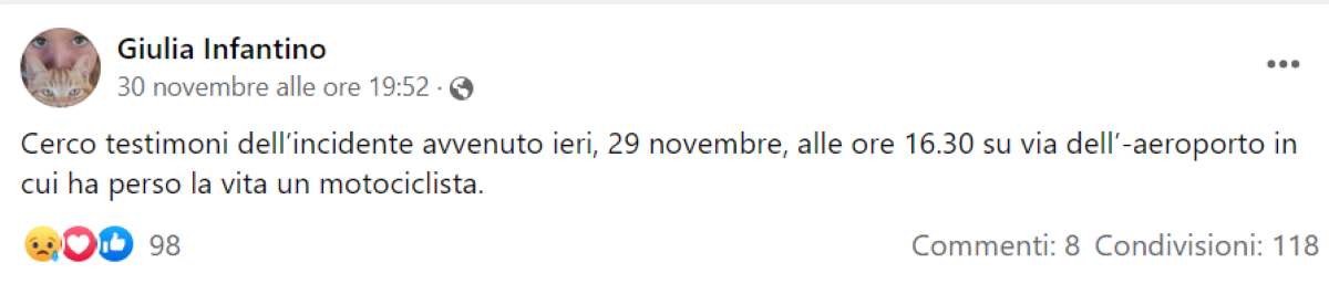 Appello per ricerca testimoni