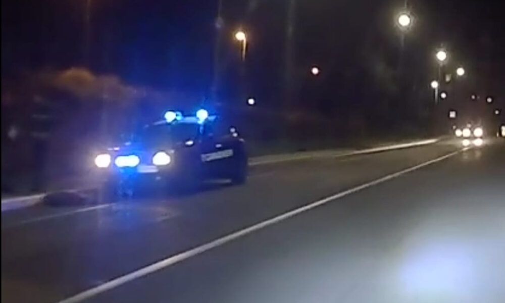 Auto dei Carabinieri intervenuta per cinghiale investito a Pomezia