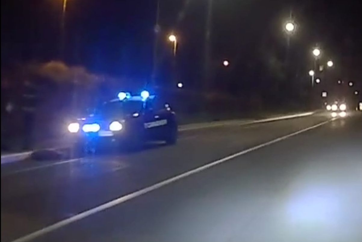 Auto dei Carabinieri intervenuta per cinghiale investito a Pomezia