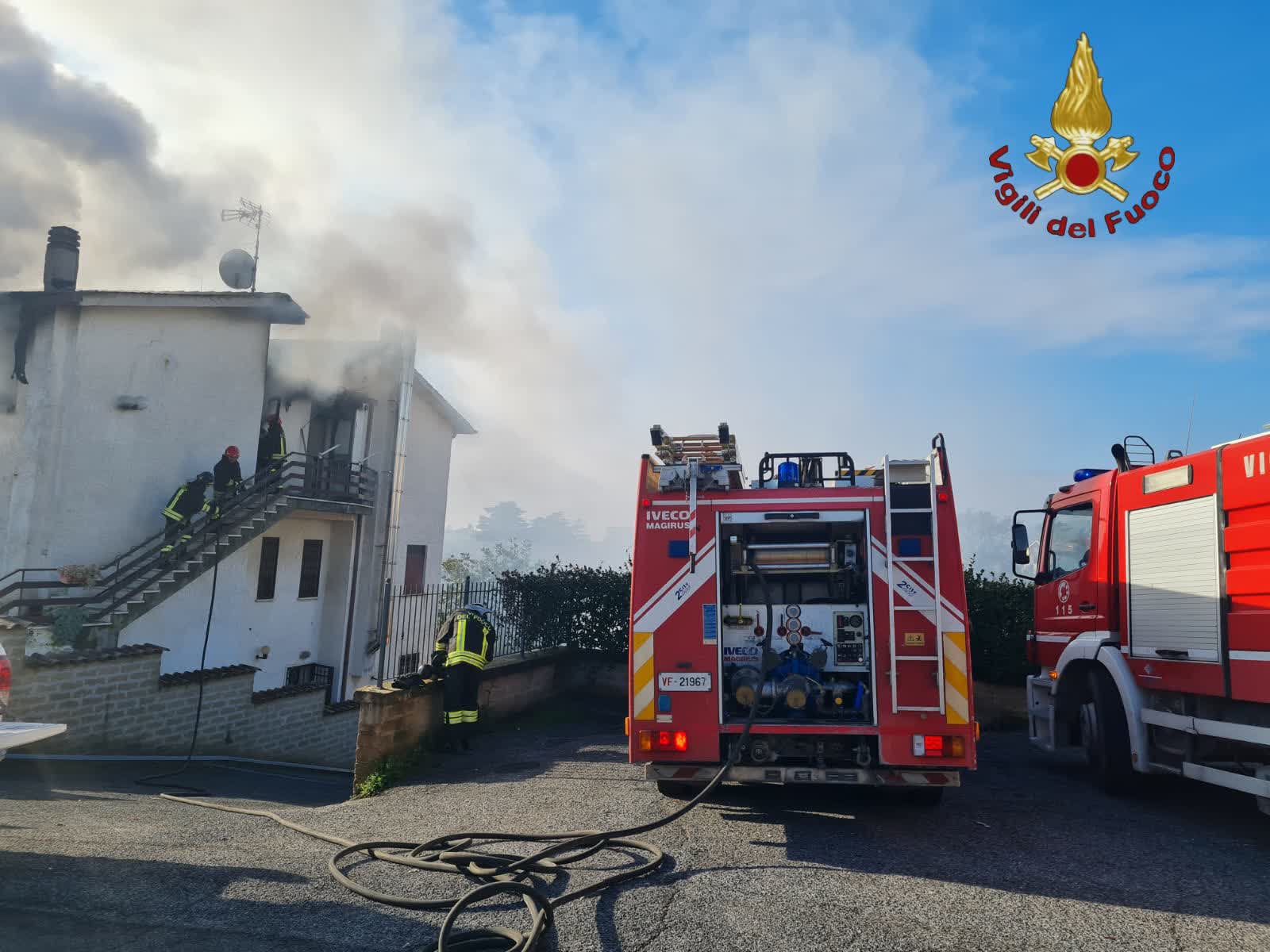 Incendio mansarda a Riano