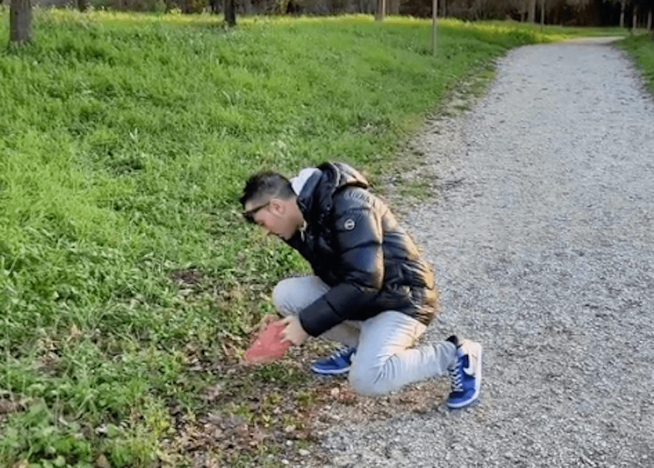 wurstel con chiodi nel parco