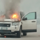 Auto in fiamme davanti alla Conad di Cisterna di Latina