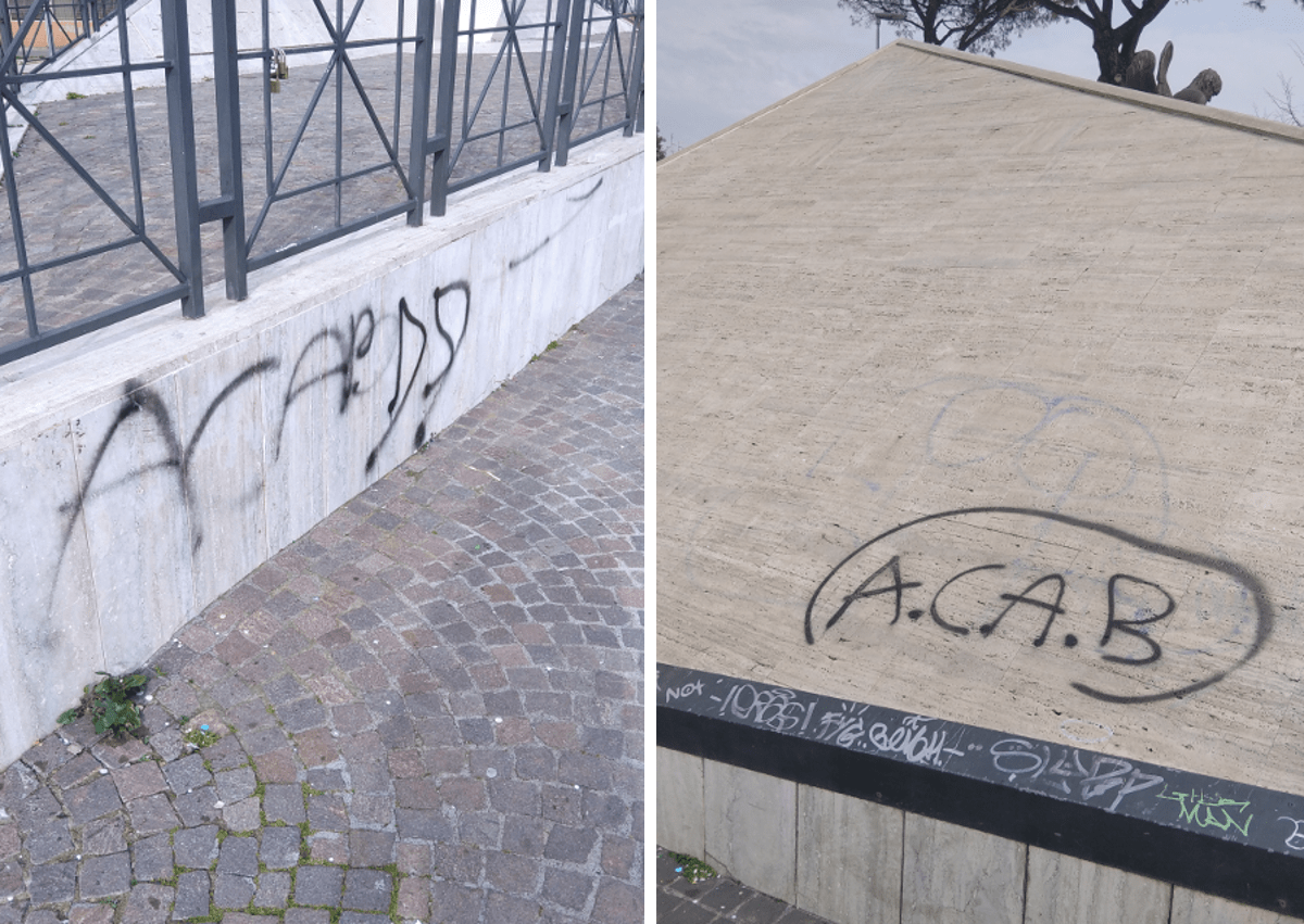 Vandali a Pomezia imbrattano il monumento ai caduti di Nassirya