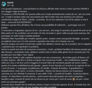 Chiude lo storico centro sportivo Nadir a Roma