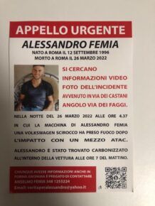 Appello per testimoni incidente Alessandro Femia