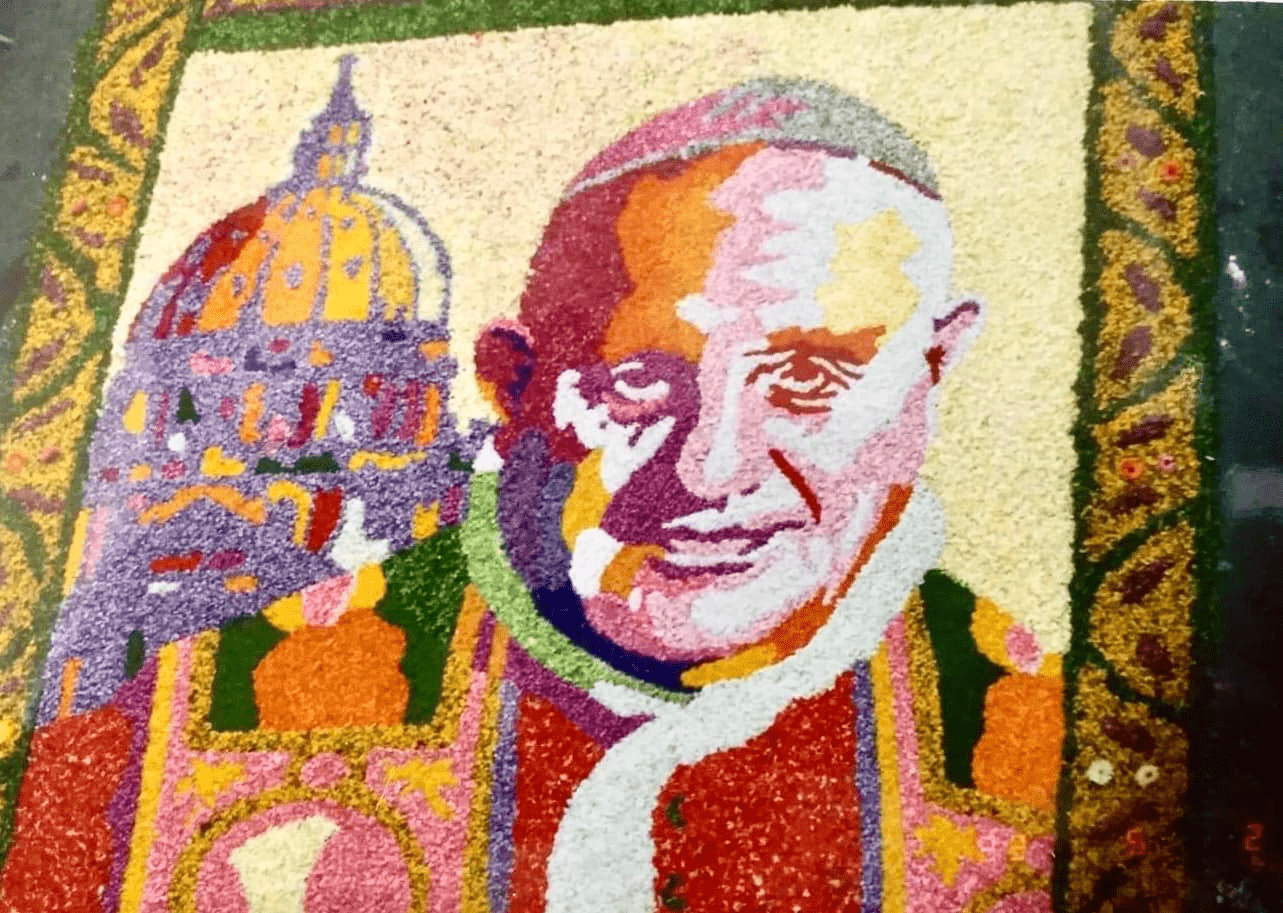 Ritratto del papa realizzato con i fiori