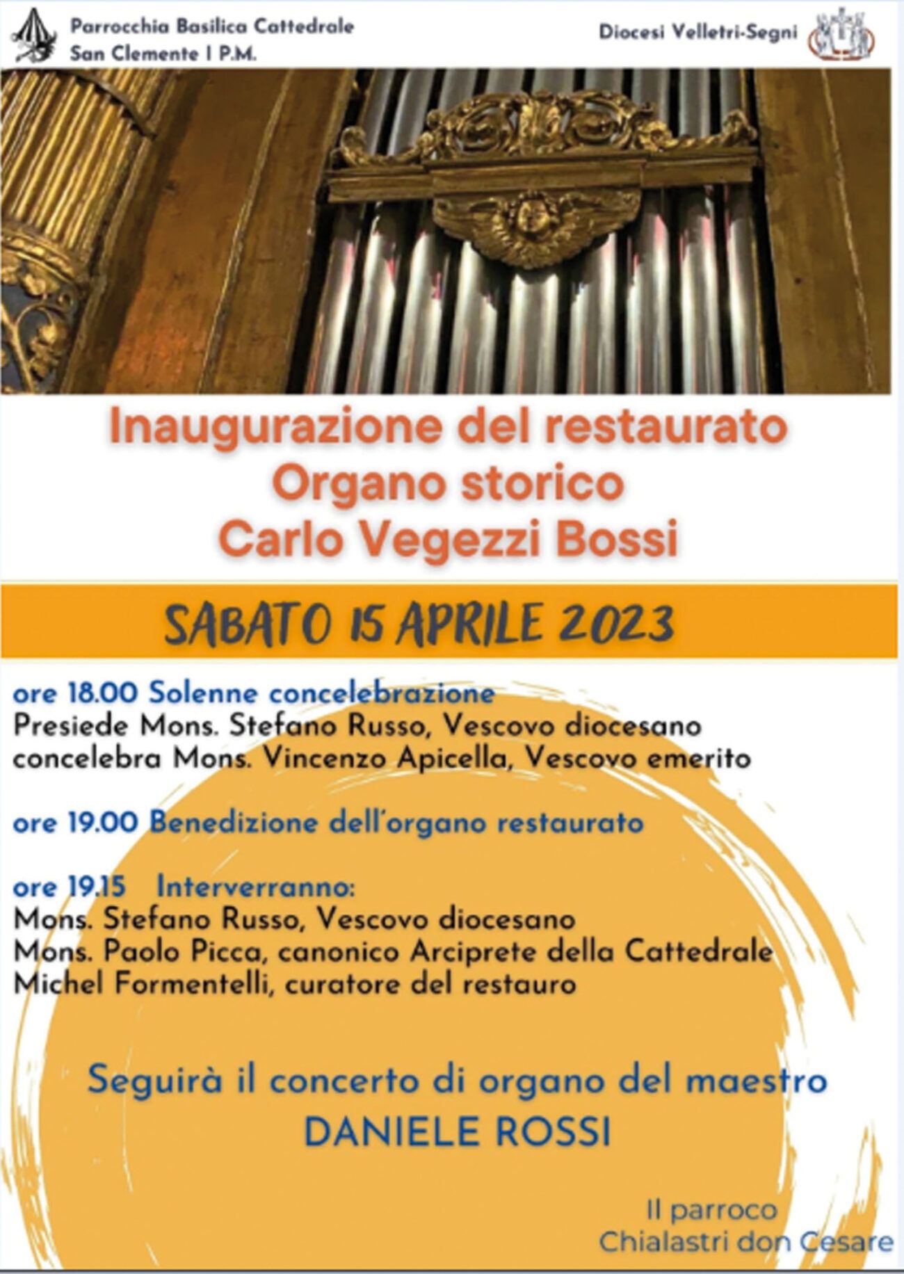 Locandina dell'inaugurazione dell'organo a canne