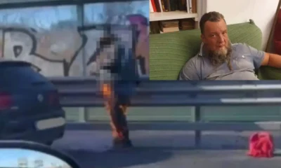 Uomo a fuoco sul GRA