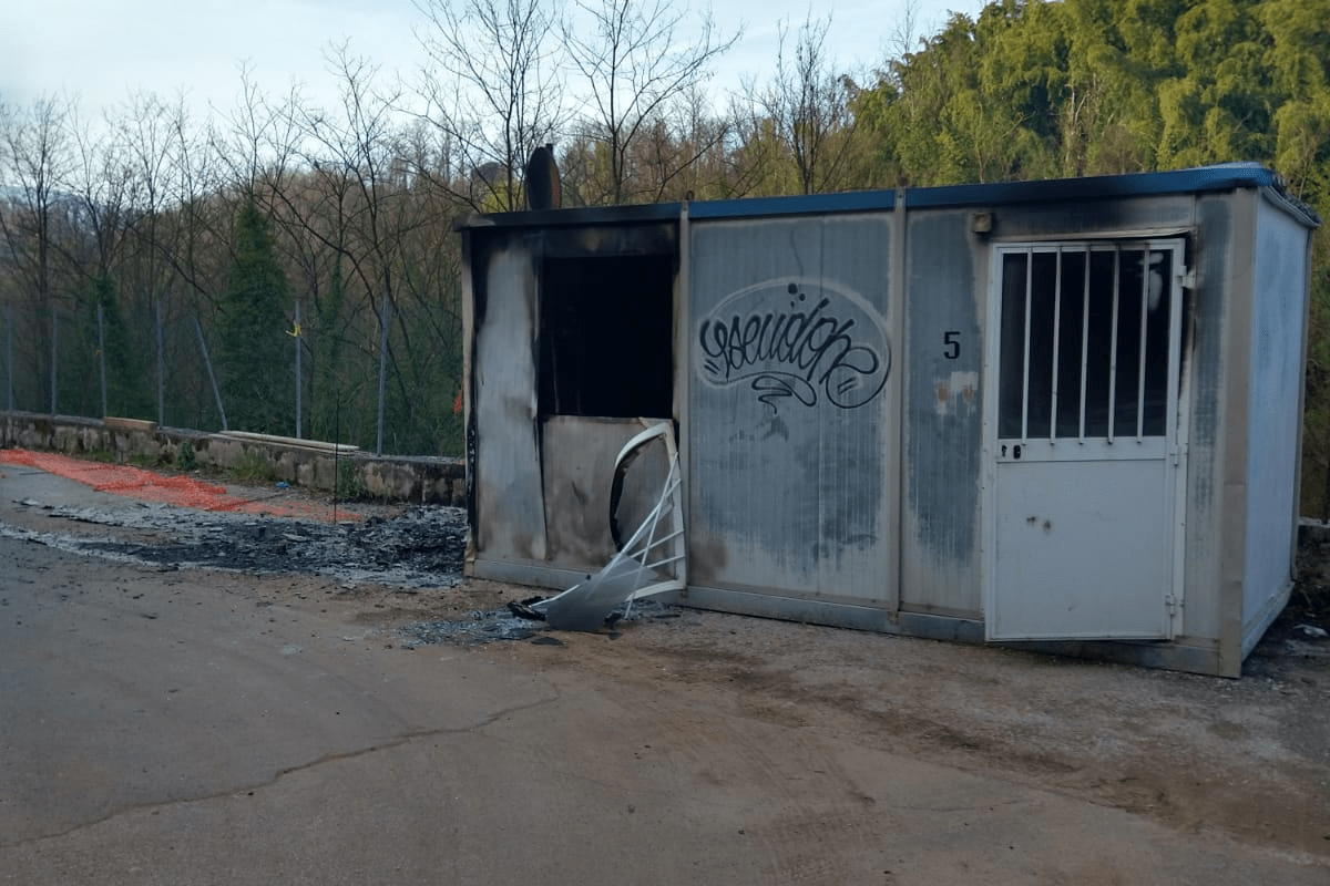 incendio cantiere stradale di valmontone