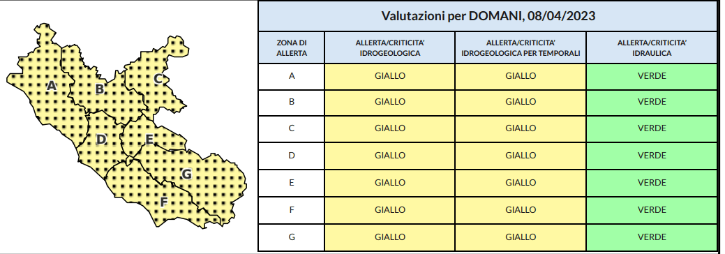 Meteo 8 aprile 2023