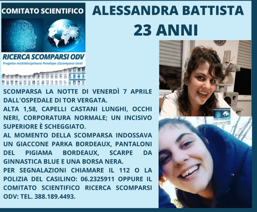 Volantino di Alessandra Battista scomparsa