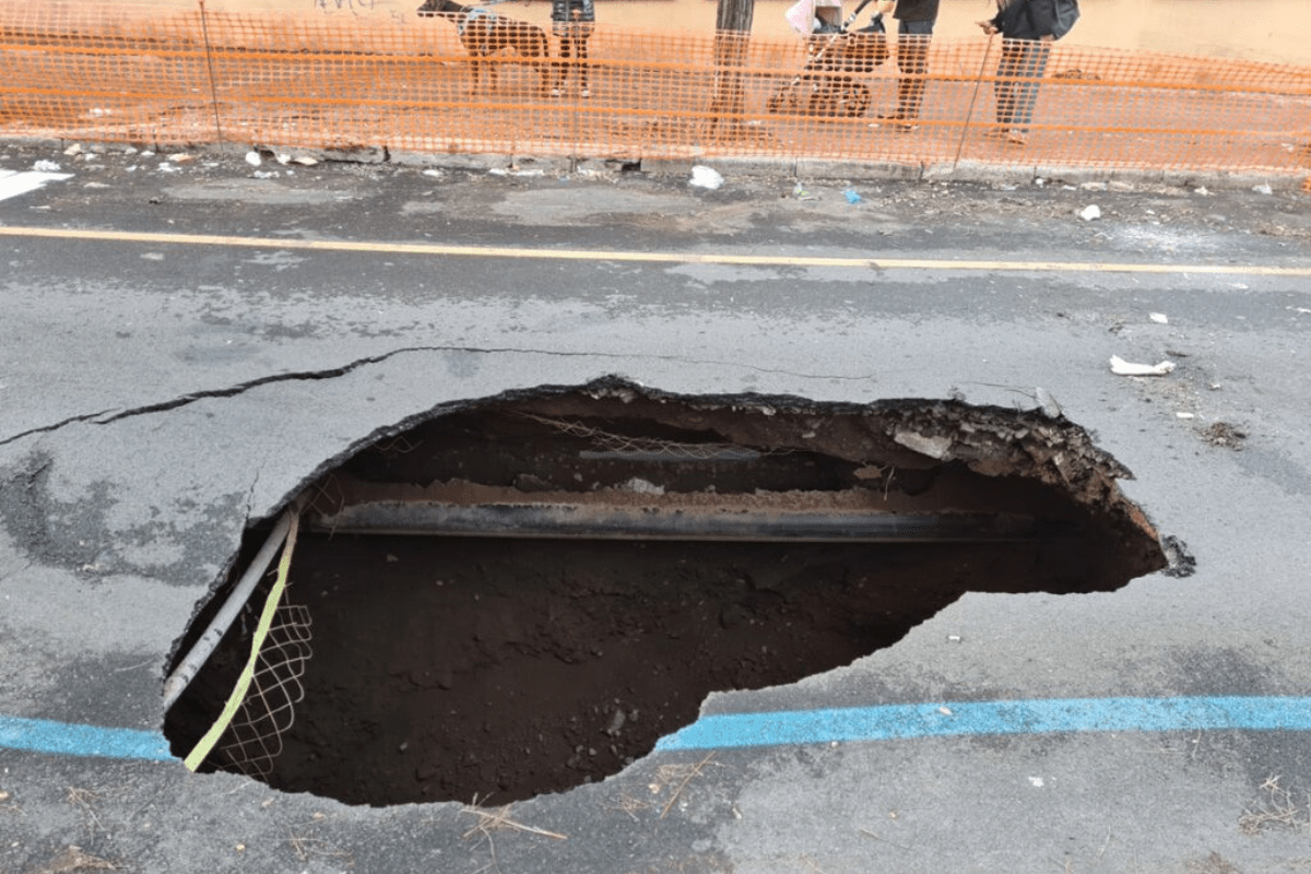 voragine via dei giordani nel quartiere trieste di roma