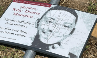 Targa Willy Monteiro Duarte vandalizzata