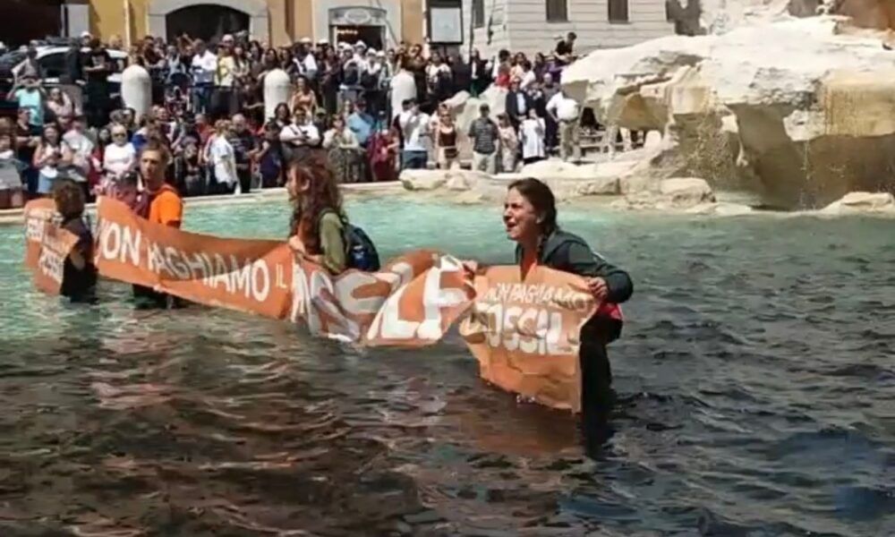 Attivisti a Fontana di Trevi