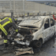 auto in fiamme sulla Tiburtina
