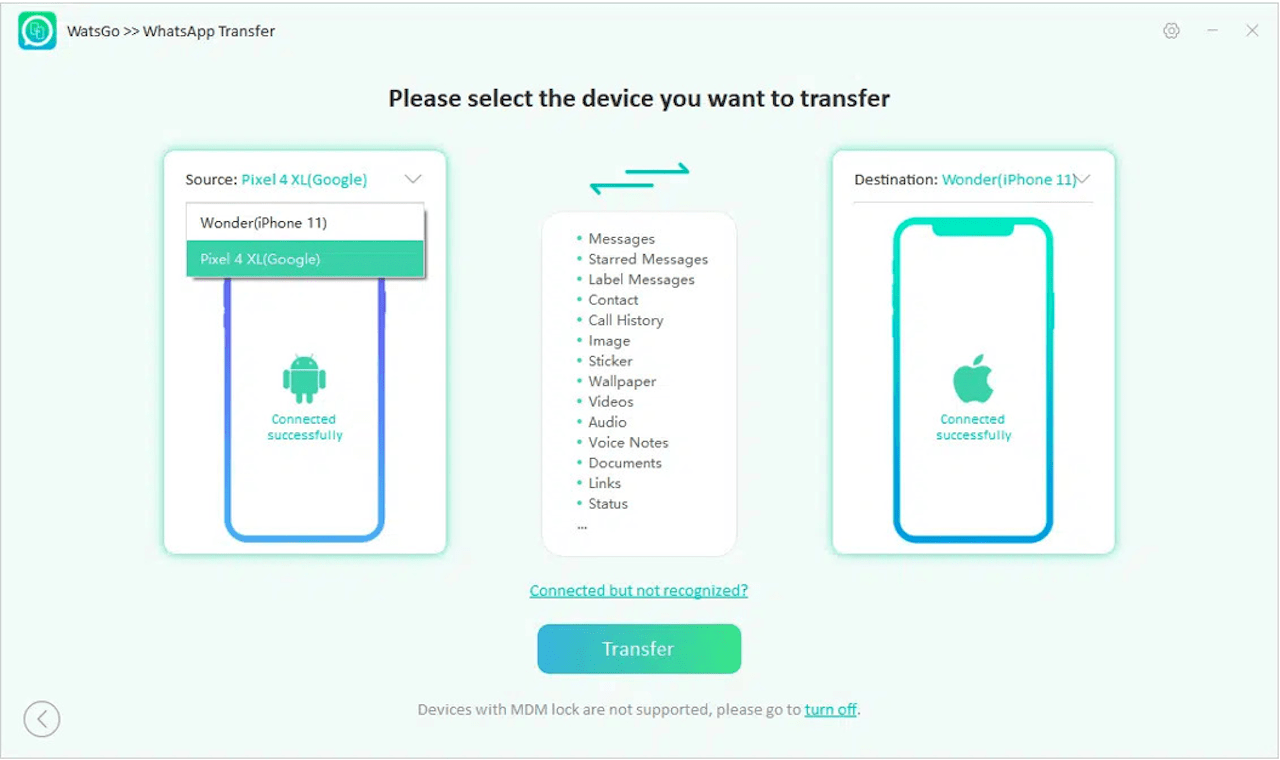 whatsapp transfer