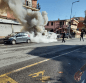 Auto in fiamme a Ciampino