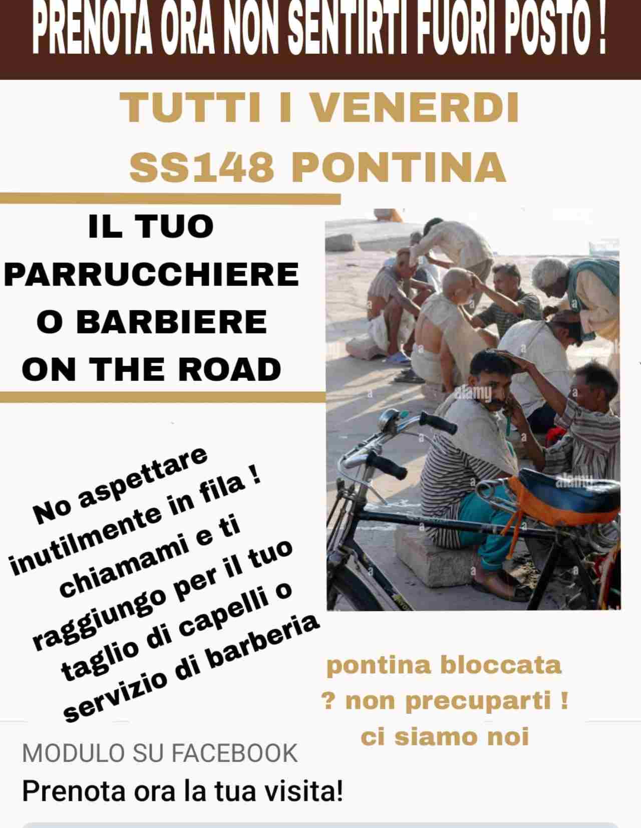 Parrucchiere e barbiere on the road sulla Pontina