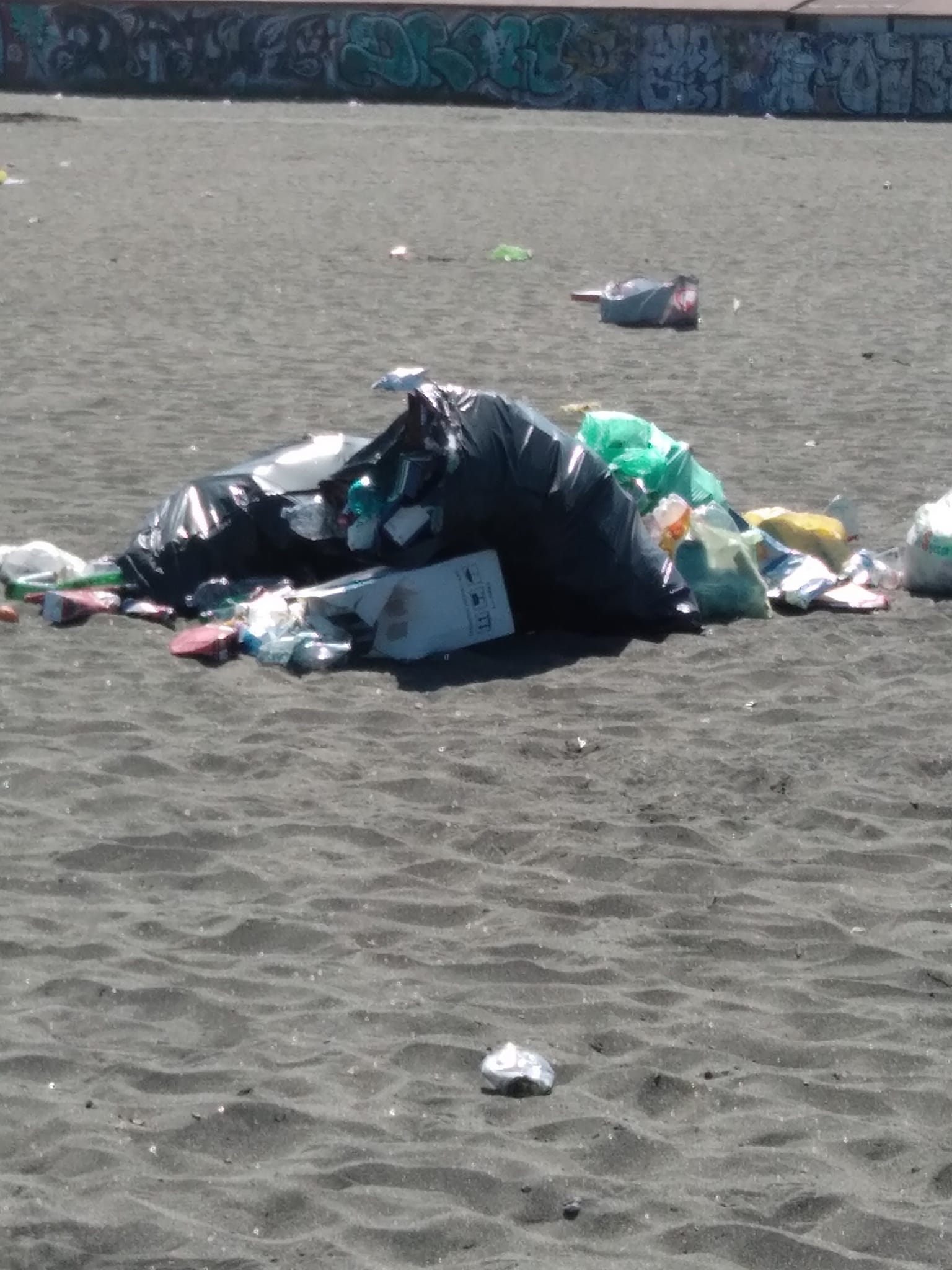 Immondizia sulla spiaggia libera di Ostia