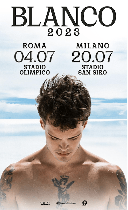 Locandina del concerto di Blanco allo Stadio Olimpico e a San Siro