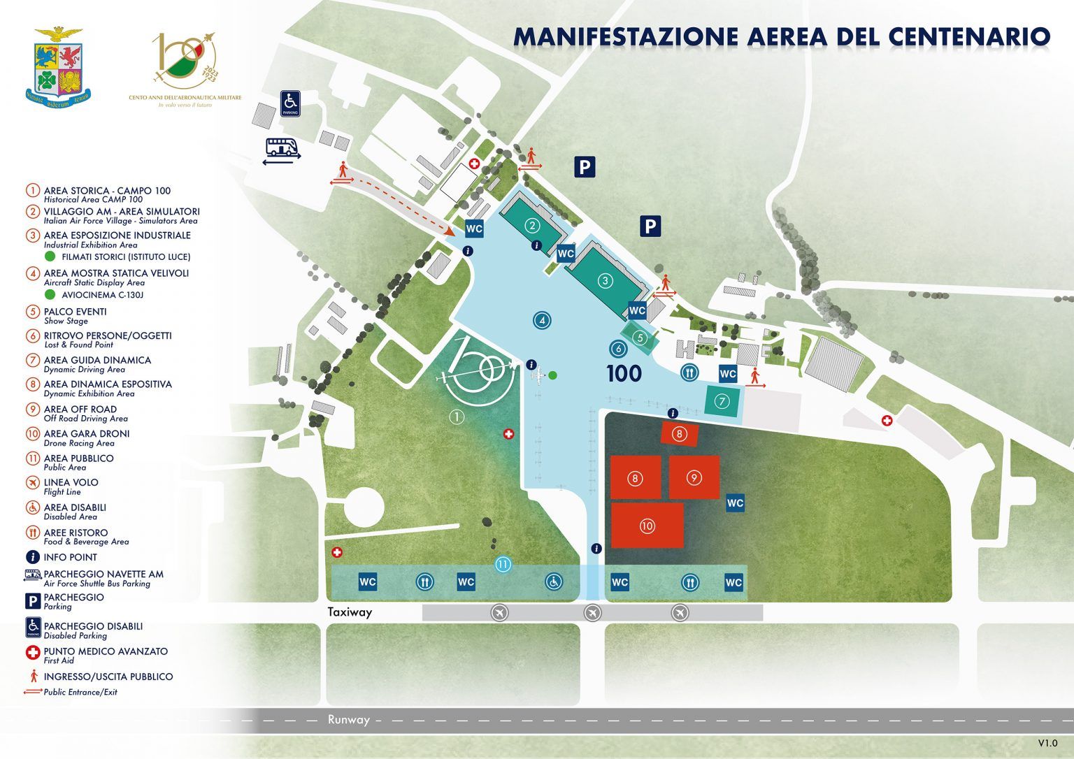 Centenario Aeronautica militare pratica di mare, mappa della base