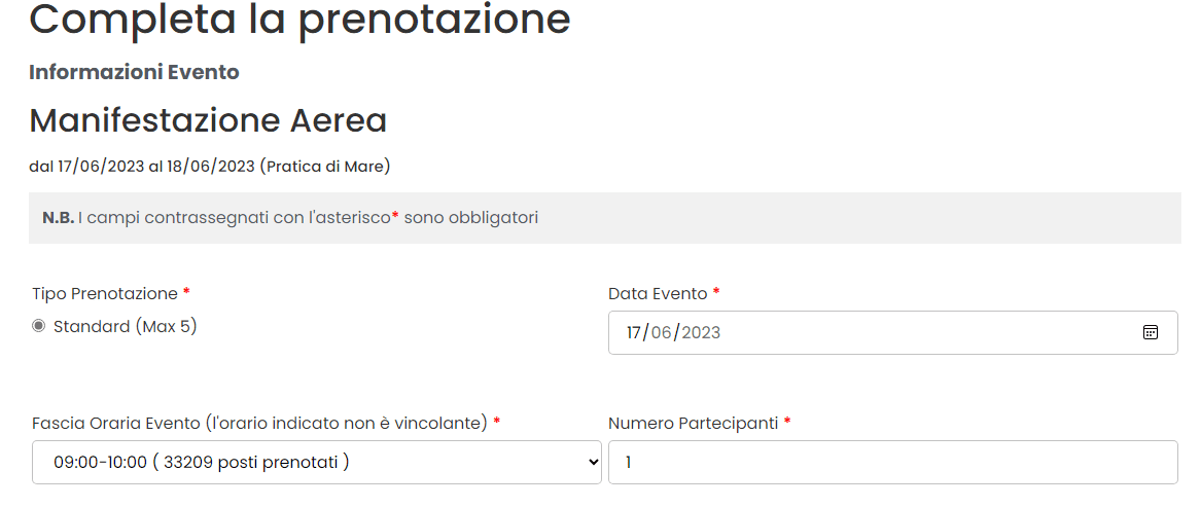 Form di registrazione per il Centenario Aeronautica