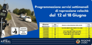 Telelaser Lazio dal 12 al 18 giugno 2023