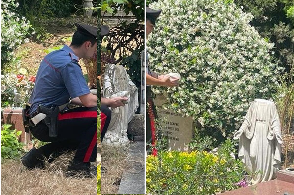 Danni nel cimitero del Verano