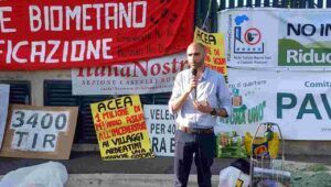 Adriano Zuccalà alla protesta contro l'inceneritore di Roma