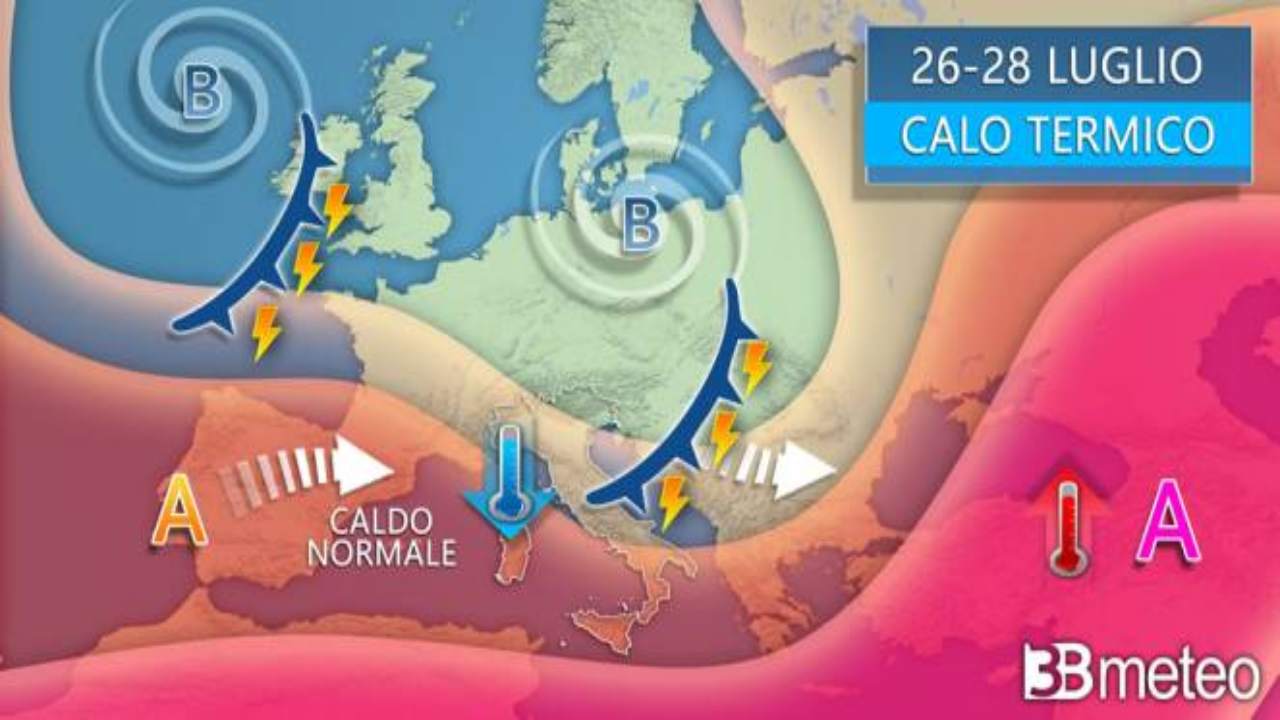 Temperature in forte diminuzione in tutta Italia, con l'anticiclone africano che cede il passo a correnti di aria fresca.