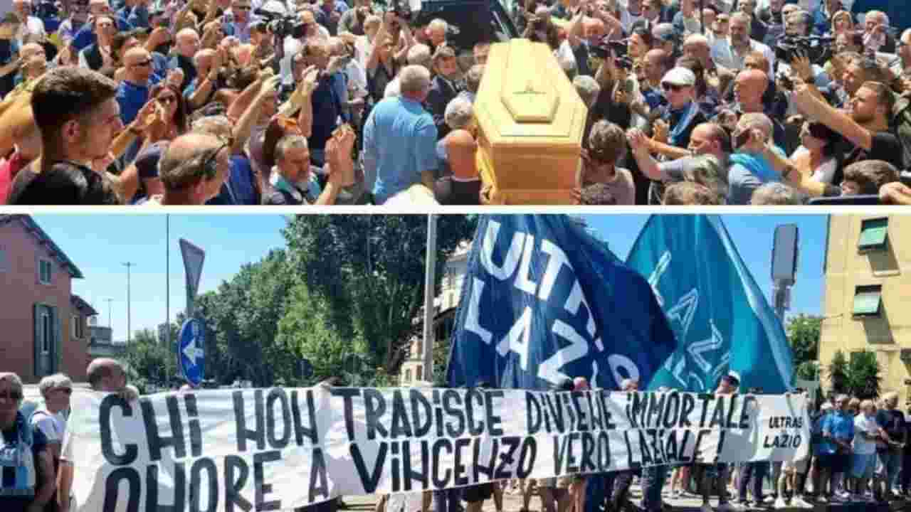 Striscione al funerale di Vincenzo D'Amico