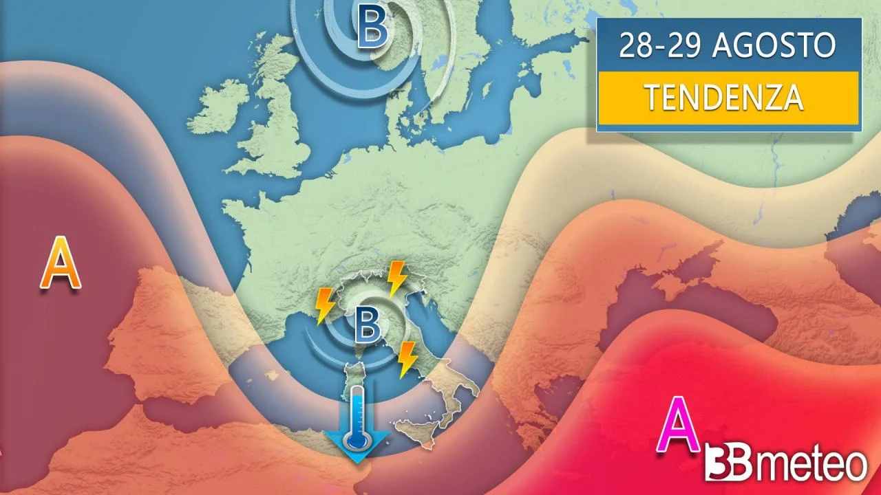 Le previsioni meteo per i prossimi giorni. Temperature in calo in tutta Italia, tranne sulle regioni ioniche e adriatiche.