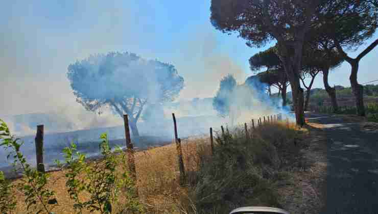 Intervento della Protezione Civile Airone sull'incendio di Castel Romano