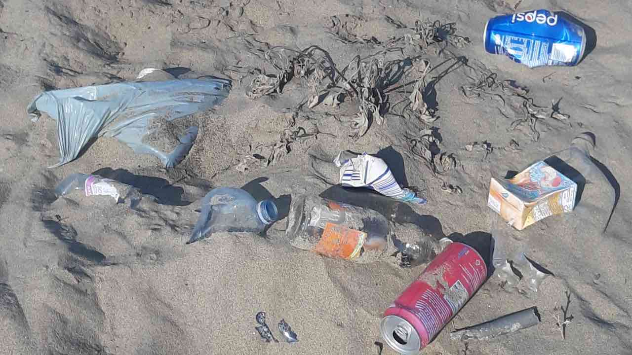 rifiuti in spiaggia dopo i falò di Ferragosto