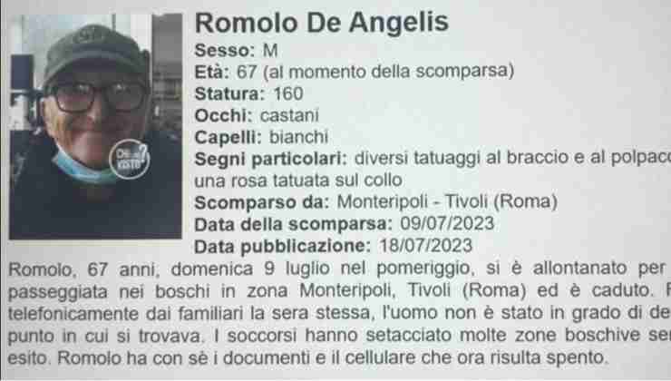 Descrizione di Romolo De Angelis su Chi l'ha visto
