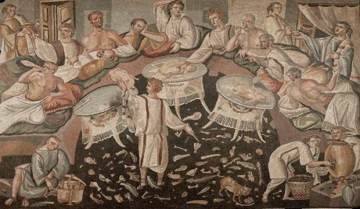 Mosaico di un banchetto romano