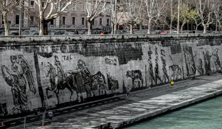 Murales lungo le sponde del Tevere