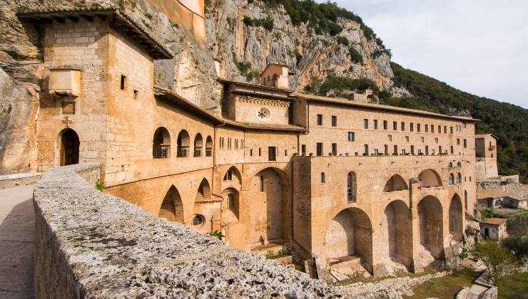 Monastero della Sacra Grotta (Santuario del Sacro Speco) di San Benedetto a Subiaco, provincia di Roma, Lazio, Italia centrale.