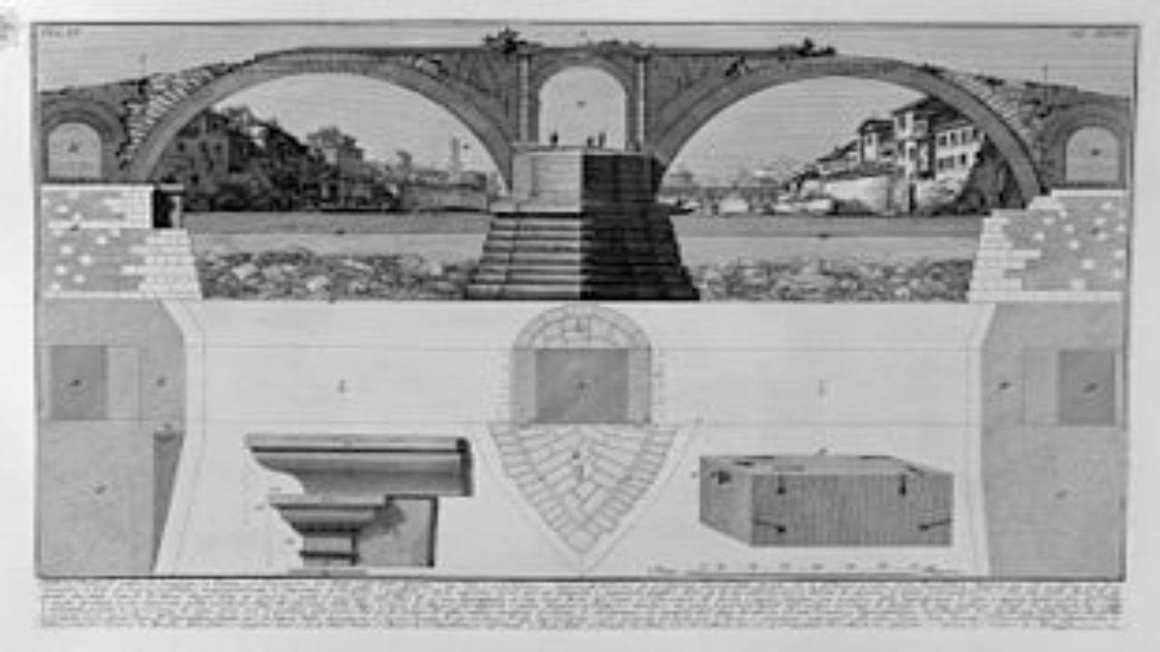 Riproduzione del ponte Fabricio a cura di Piranesi - www.ilcorrieredellacittà.com