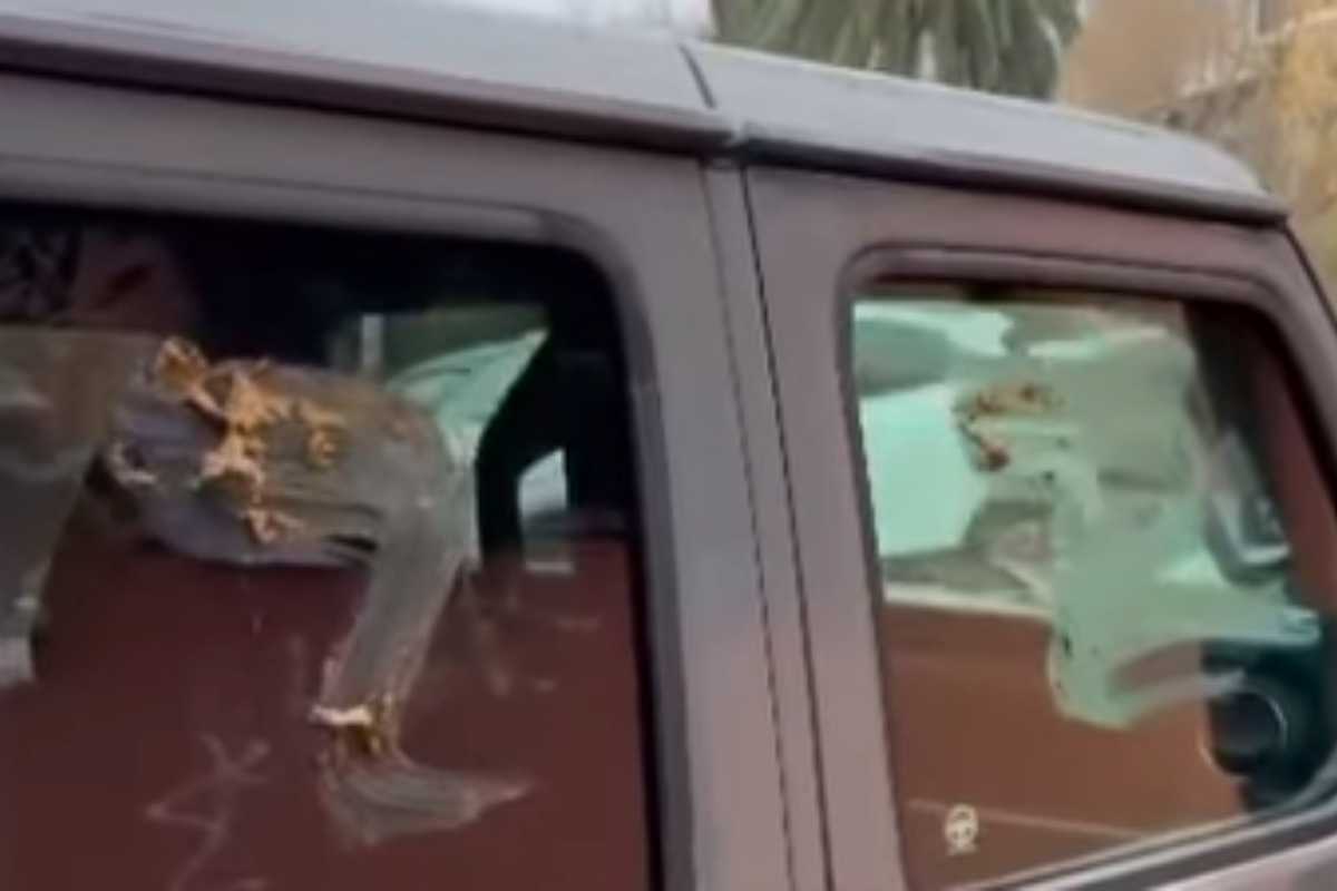 Jeep impregnata con le feci sciolte a Trastevere